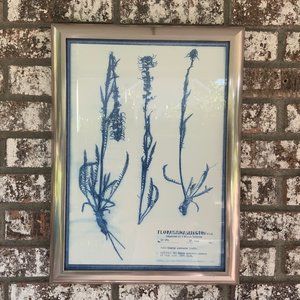 Blue and White Modern Classic Botanical Flower Framed Wall Art Washington Flower